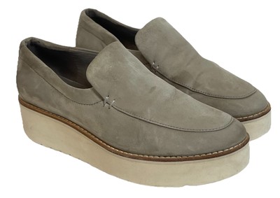 VINCE Warren Platform Loafers Womens 7M Taupe Suede Slip On  display picture 3