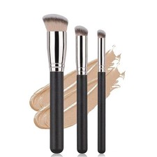 3Pcs Pro Foundation Makeup Brush Flat Top Kabuki for Blending Liquid Cream New
