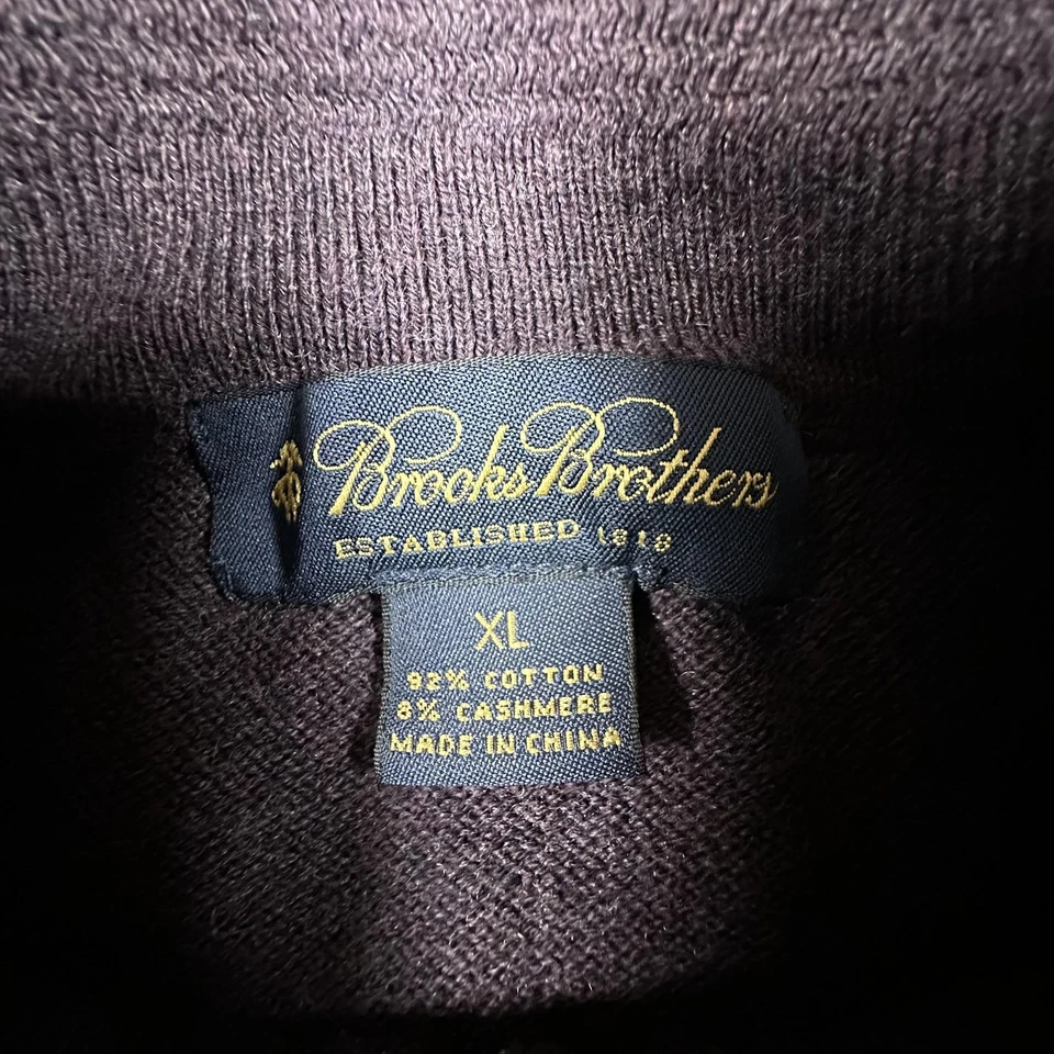 Brooks Brothers Sweater Mens XL Purple Half Zip Cashmere Cotton Blend Pullover - Image 4 of 4