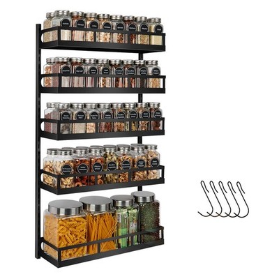 Xcosrack Wall Mount Spice Rack Organizer 5 Tier HeightAdjustable Hanging Spic...