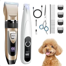 2 in 1 Dog Grooming Kit, Low Noise Rechargeable Dog Clippers for Grooming, Cordl