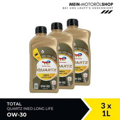 Total Quartz Ineo Long Life 0W-30 VW 507 504 Porsche BMW 3x1 Liter = 3 Liter