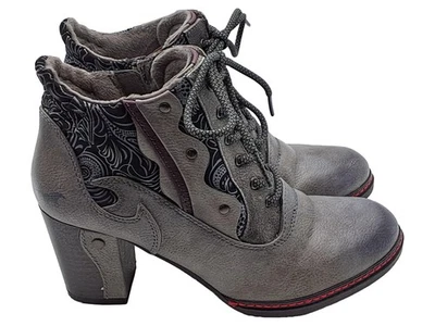Mustang Bottines Femme Gris Vintage Lacets Talon 7cm Mode (EU 38) - Photo 1/2