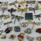 Lot 43 Vintage Now INSECT BUG BROOCH Pins Rhinestone Enamel Costume Jewelry