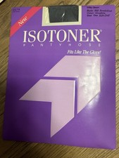 Isotoner Pantyhose Teak 502 Size 1 Sandalfoot Silky Sheer Vint Graphite Sealed