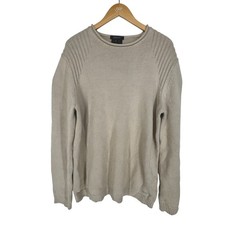 Vtg Men Roll Neck Fisherman Long Sleeve Chunky Knit Sweater M Cotton Preppy 90s