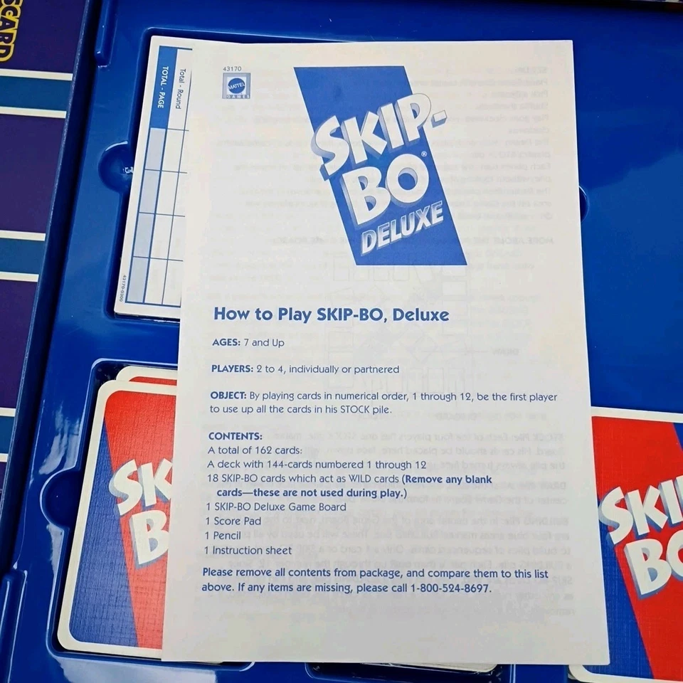 Skip-Bo Deluxe: The Ultimate Sequencing Board Game - Mattel 2001 Complete - Image 3 of 4