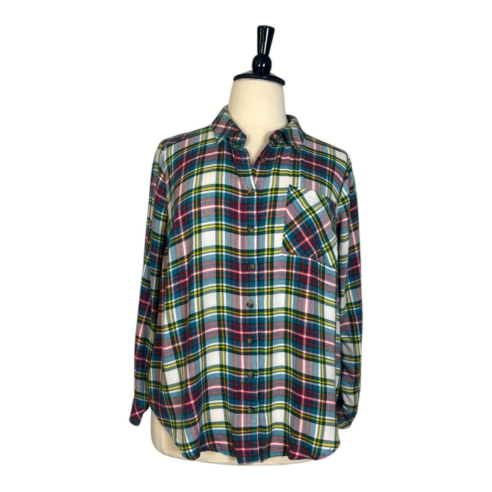Torrid Button Down Collared Soft Flannel Red Gree… - image 1