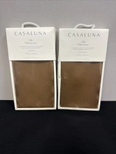 2X Casaluna Standard Solid Silk Pillowcase Artistic Brown New In Box
