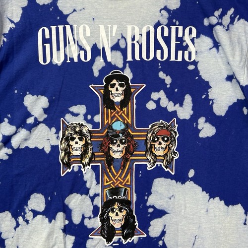 Guns N Roses Band T-Shirt XL Bleach Tie Dye Cross Skull Graphic Rock Tee - Picture 3 of 8