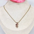 Vintage AVON Gold Pink Crystal Journey Pendant Necklace 90s Costume Jewelry