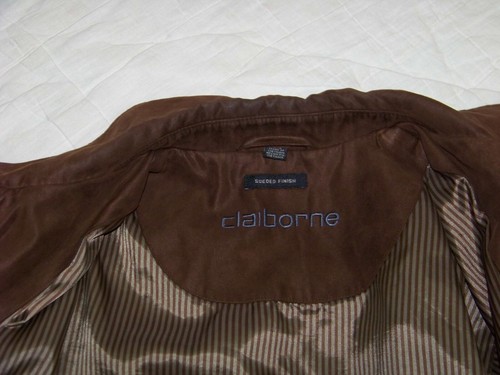 Men's Claiborne Faux Suede Jacket - M - Dark Brown - Zip Front - Picture 5 of 13