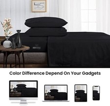 Natural Bedding Linen 1000 TC 100 Soft Bed Egyptian Cotton Black Solid All Sizes