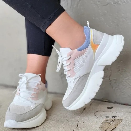 Women's Chunky Platform Sneakers White Blush Color - Bild 1 von 5