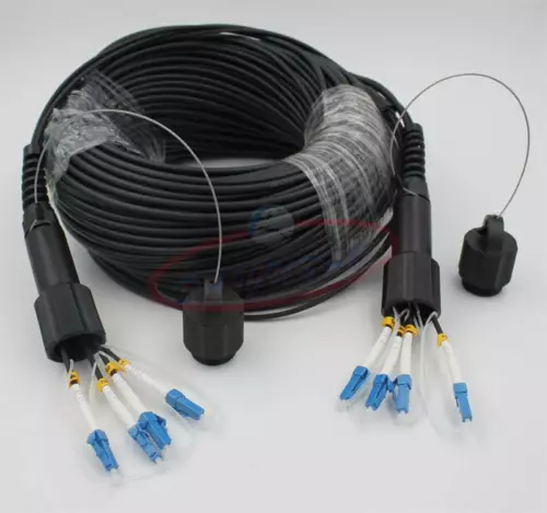 150M Outdoor DVI LC Fiber Optic Patch Cord Waterproof 4 cores Armored TPU Cable