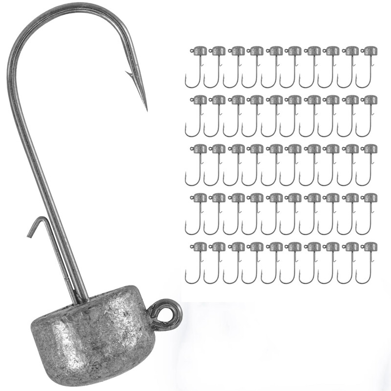 50Pcs Mushroom Ned Rig Jig Heads Hook Bass Crappie Fishing Lures 1/8 3/16 1/4 oz