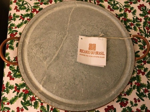 Teglia per carni pietra ollare bistecchiera tonda diametro 34cm telaio in  rame | eBay