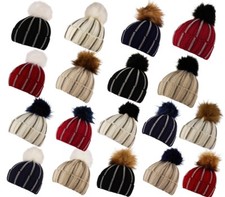 T.Headwear Bling Glitter Diamante Faux Fur Bobble Pom Pom Knit Beanie Hat Cap