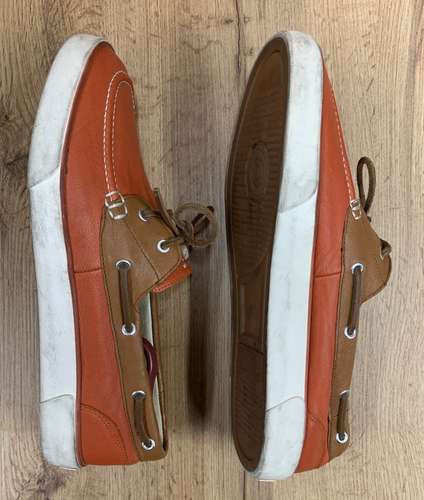 Polo Ralph Lauren Men’s Sander Casual 2-eye Boat Shoes Orange Leather Size 13D - Picture 11 of 16