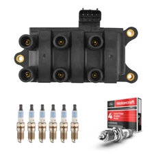 Ignition Coil & 6 Motorcraft Nickel Spark Plug Fit 01-08 Ford Taurus 3.0L FD498
