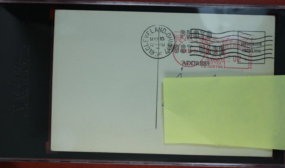 Tarjeta postal vintage de los indios 1956 Al Rosen autógrafo/autografiada/firmada con foto SGC AUTÉNTICA Foto 2 de 2