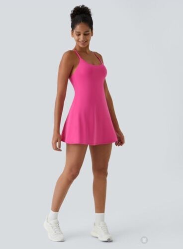 HALARA Pink Softlyzero Plush Backless Active Dress-Easy Peezy Edition Sz S NWT