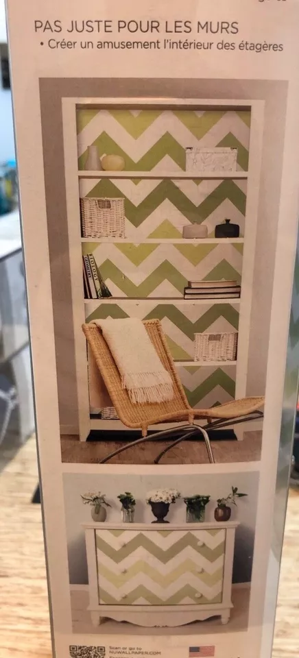 1 РУЛОН - Wallpops современный шеврон зигзаг зеленый белый пилинг и палочка - Изображение 3 из 4