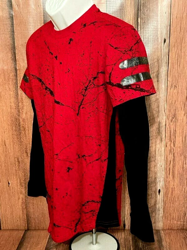 Switch Remarkable Splatter Paint Long Sleeve Layered Shirt Black & Red