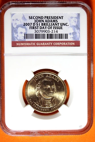 2007 D NGC BU John Adams Presidential Dollar #B41701