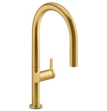 Kohler K-28268-2MB Components Pull Down Kitchen Faucet, Brushed Moderne Brass