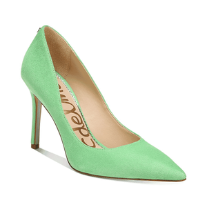 green suede stilettos