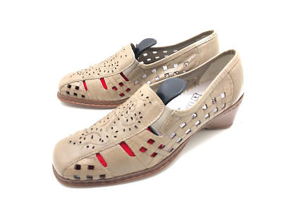 Rieker Damen Halbschuh Slipper Comfortschuh Beige 36 (UK 3)