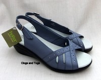 Hotter Ella Womens Blue Leather Sandals Size 6.5 / 40 Std Hotter Ella Womens Blue Leather Sandals Size 6.5 / 40 Std