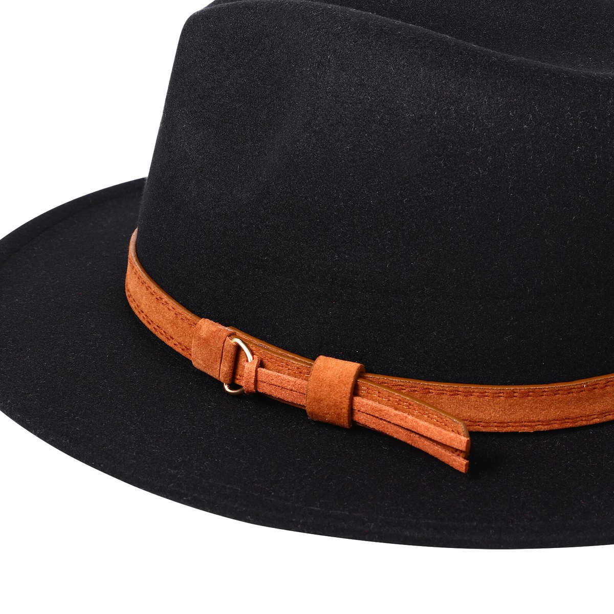 NWT Wide Brim Fedora Hat, 4 Pack Retro Panama Wool Fedora Hat with Belt Buckle Adjustable Fedora Hat FURTALK Fedora Hat For Women & Men  main image 2