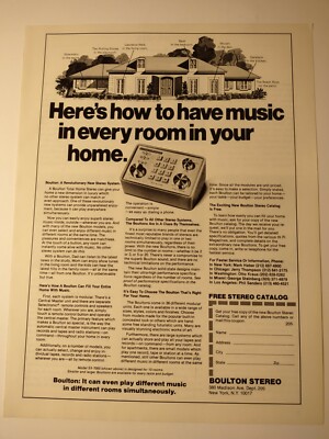 Boulton Stereo Music in Every Room of Your Home Vintage 1980s Print Ad