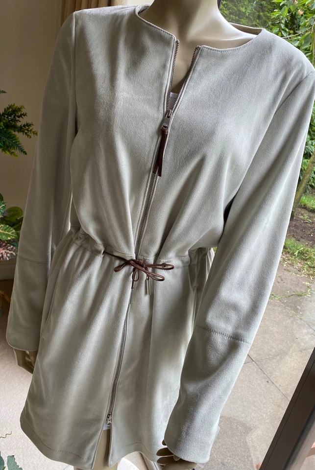 FUCHS SCHMITT Beige Faux Suede COAT JACKET BNWT UK 10 EU 36 Spring Summer - Image 4 of 4