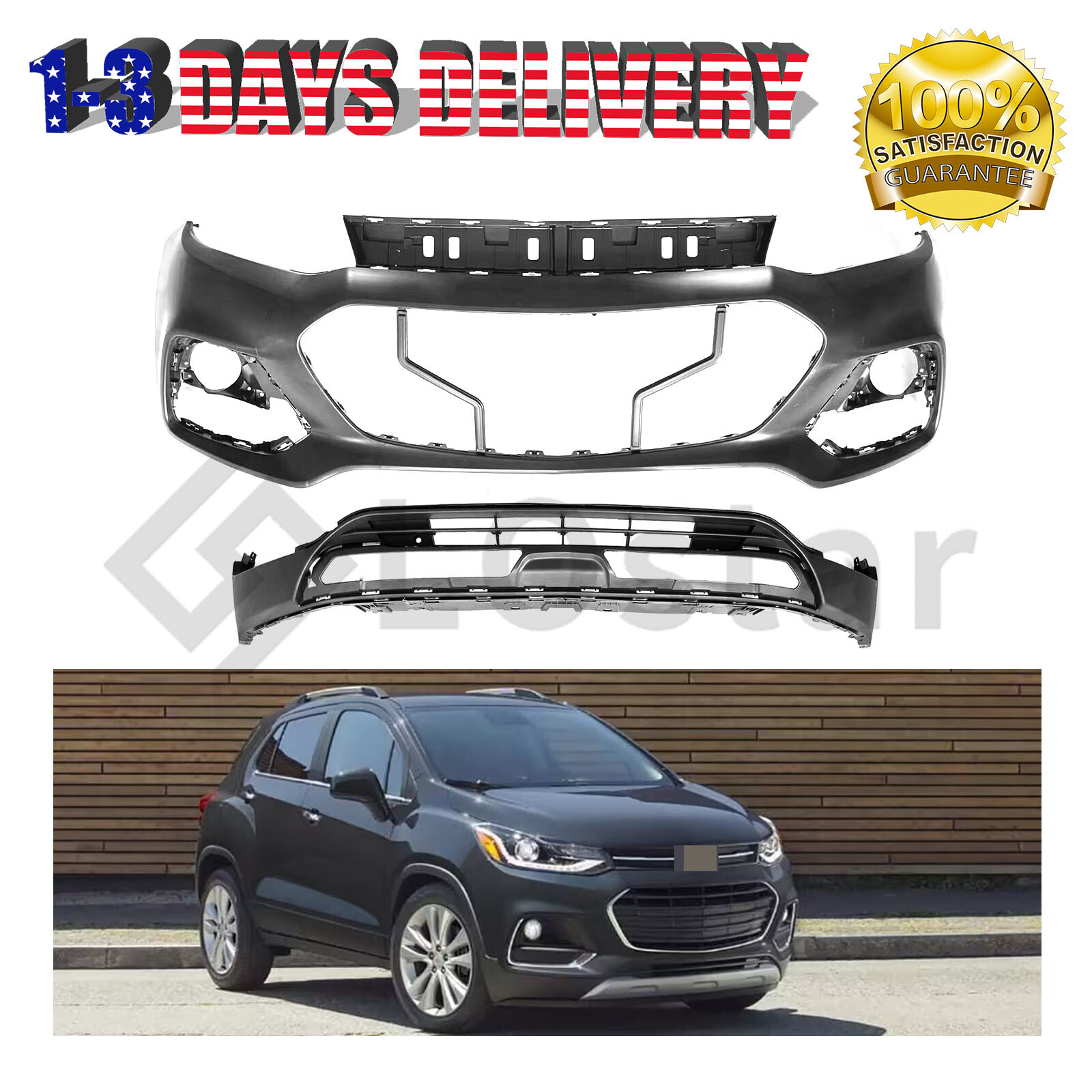 New Front Lower & Upper Bumper Cover Fascia For 2017-2021 Chevrolet ...