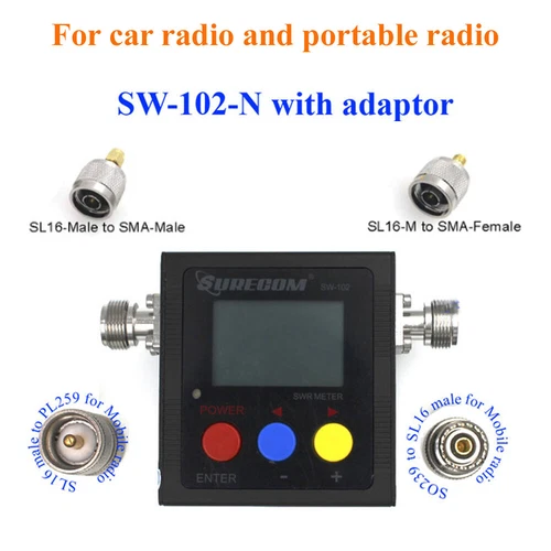 SURECOM SW-102 125-525 Mhz Digital VHF/UHF Power& SWR Meter With Four Connector - Picture 2 of 9