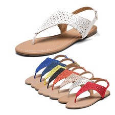Womens T-Strap Thong Gladiator Strappy Summer Flat Flip Flop Sandals Shoes Size