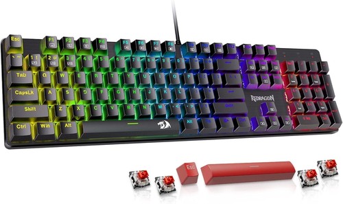 Wired Mechanical Gaming Keyboard RGB LED 11 Backlit Modes Hot-Swappable PC - Picture 3 of 11