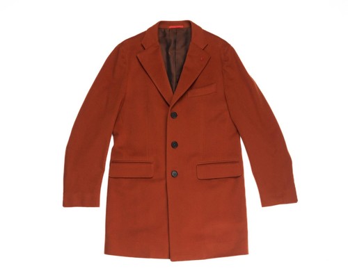 Isaia $4,500 NWT Orange 100% Wool Lined Overcoat (52 IT) 42 US L - Picture 2 of 8