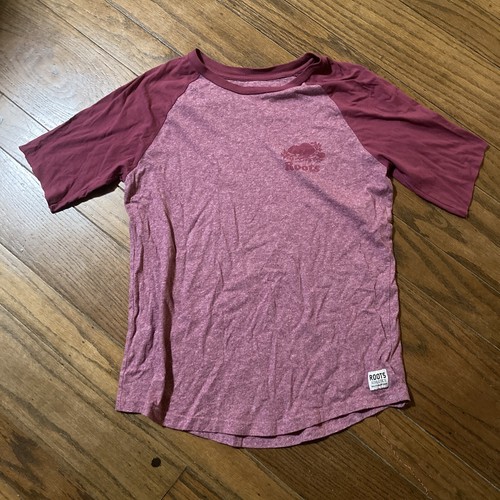 Roots Canada Logo Tshirt Short Sleeve Grey Cooper Beaver Maple Leaf