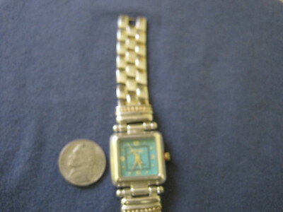 Bracelet Montre Femme En Argent Sterling ECCLISSI – Cadran Turquoise, Quartz, Occasion Reconditionnée