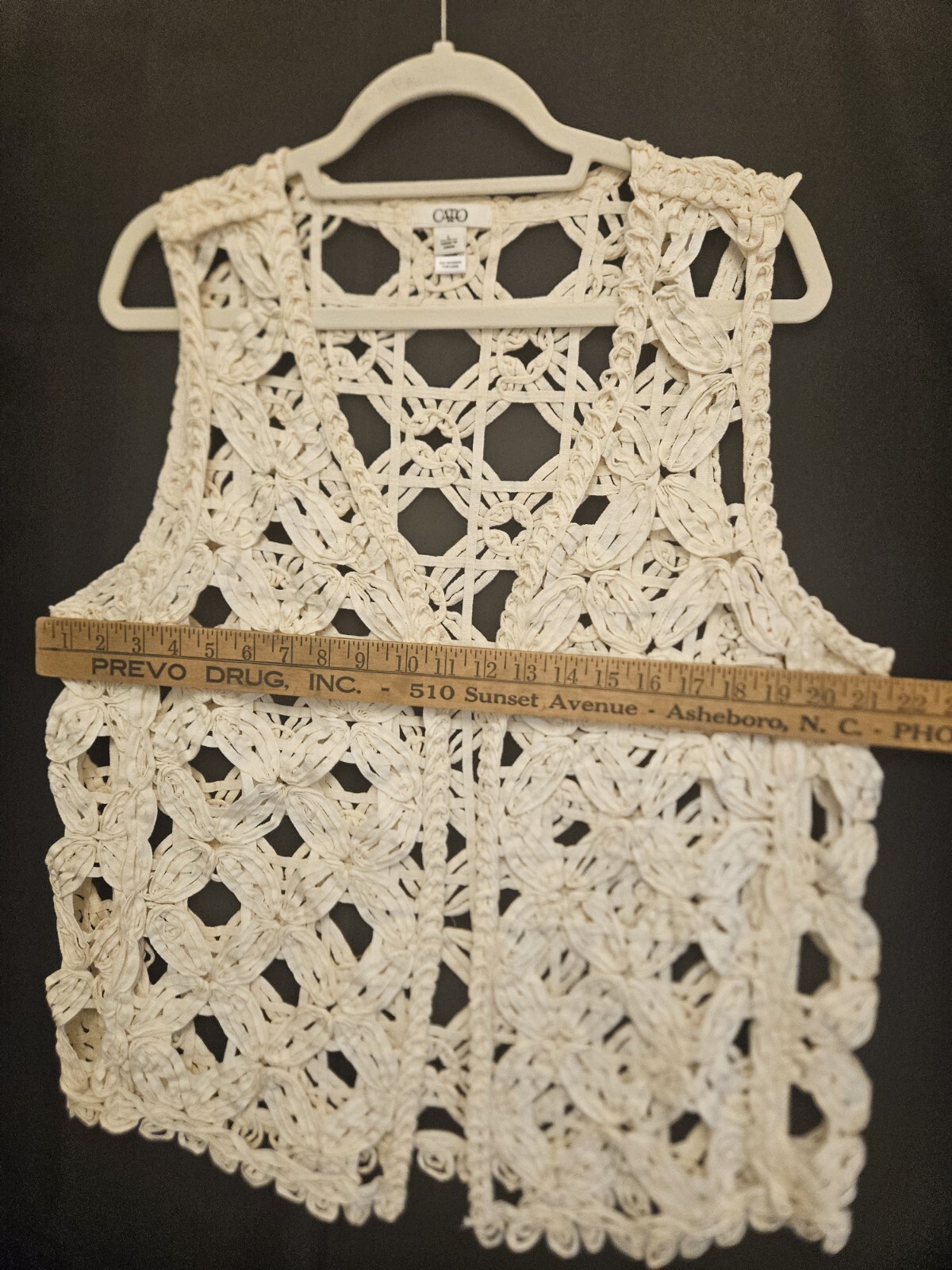 Boho Cato Crochet Macrame Open Vest Cream Ivory Large eBay