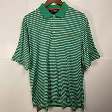 Polo Golf Ralph Lauren Pima Cotton Short Sleeve Polo Green White Stripes Large