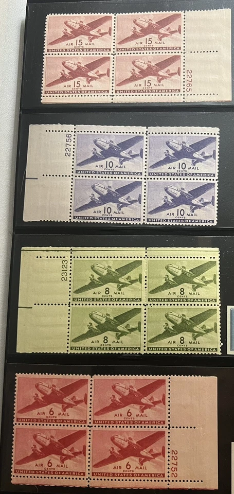 1938 -1941 US Plate blocks 38 Lot  Cents To $2.00 MNH OG - Image 4 of 4