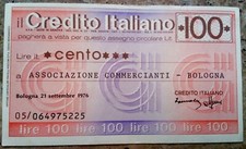 Paper Money Cheque of Italian Bank Credito Italiano  100 Lire