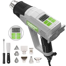 Huepar Tools Heat Gun 10 Accessories Hot Air Gun with LCD Digital Display, 122℉-