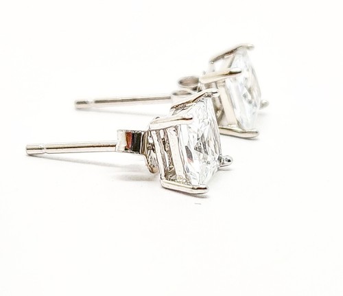 White gold finish created diamond stud earrings Present Gift Boxed - Picture 11 of 17