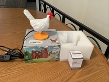 Chicken Egg lamp Resin LED Egg Night Light Lifelike Rooster Lamp with Bulb Fu...